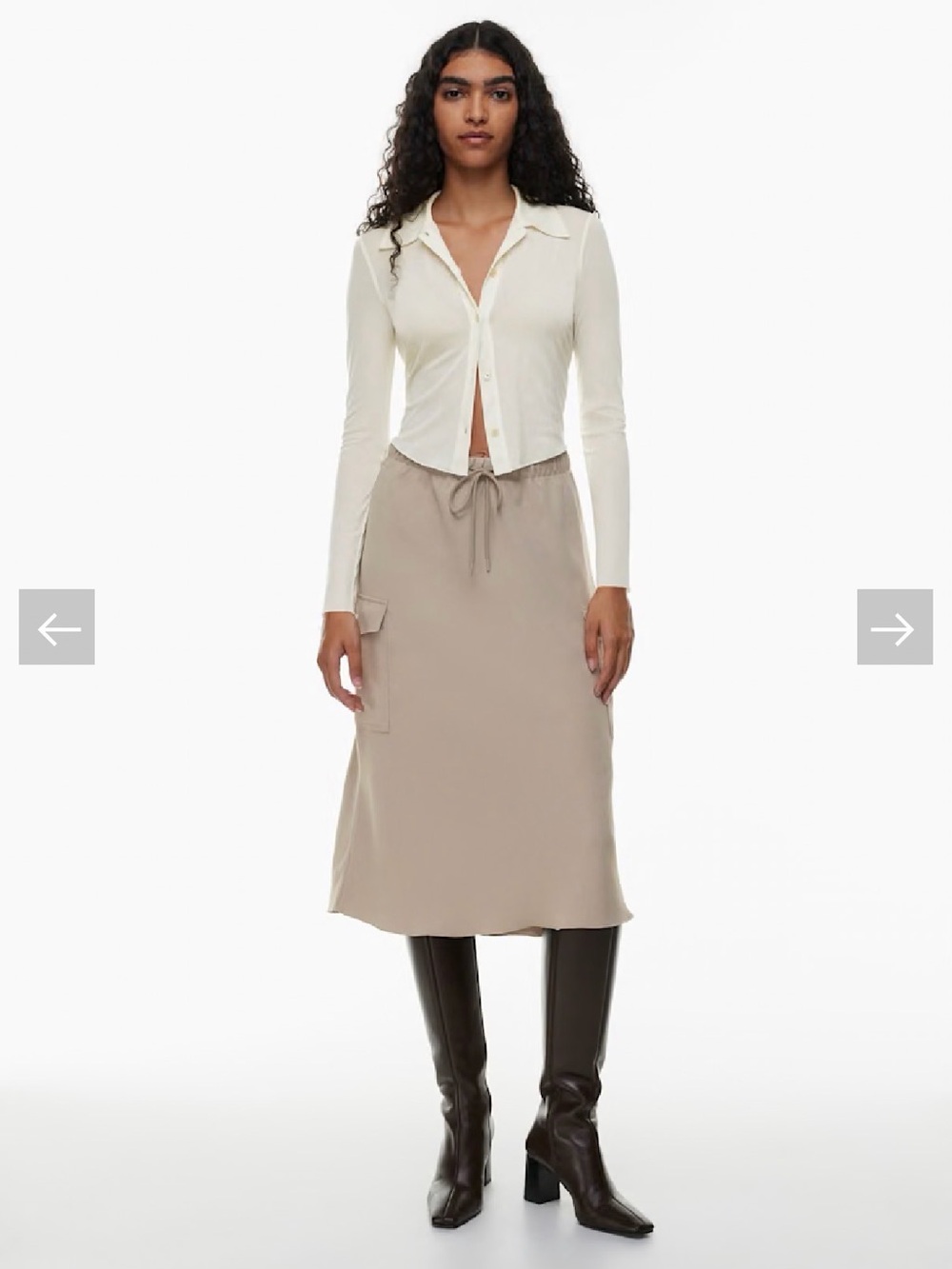 Aritzia Wilfred Pose sheer cream long sleeve cropped top